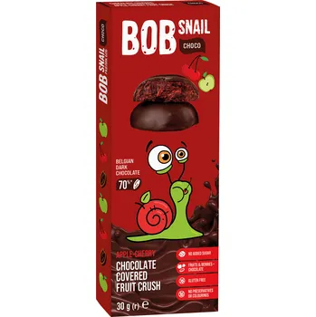 Žvýkačka Bob Snail Choco Ovocná pochoutka v čokoládě bez přidaného cukru - jablko, třešeň (30g)