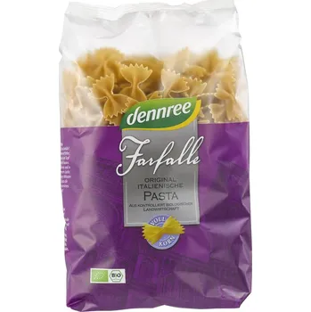 Rýžový chlebíček Dennree Bio durum celozrnné těstoviny - farfalle (500g)