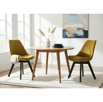 Jídelní židle Jídelní židle kari žlutá, sada 2 kusů, látka s prošíváním a sedákem Cleo