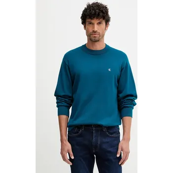 Pánský svetr Bavlněný svetr Calvin Klein Jeans LV04RC309G tyrkysová 69X, vel. XL