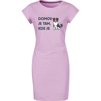 Dámské šaty Bavlněné letní šaty Domov pes Velikost: S, Barva: Orchid