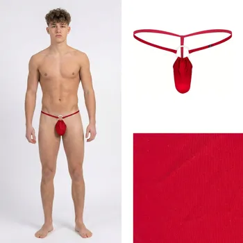Pánské tanga Váčková tanga červená s kroužkem Velikost: M Anatomická; Erotická