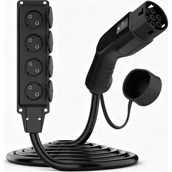 Adaptér Type2 / 4x Schuko V2L pro elektromobilů AK-SC-E27 samice – samice 16A 3m