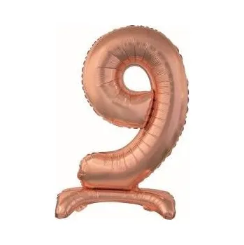 Balónek Godan Balón foliový číslice RŮŽOVO ZLATÁ / ROSE GOLD na podstavci, 74 cm - 9