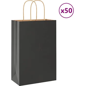 Dárková taška vidaXL Papírové tašky 50 ks s uchy černé 21x11x31 cm