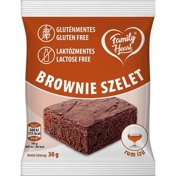 Family Heart Bezlepkový a bezlaktózový Brownie řez kakaový s rumovou příchutí (30g)
