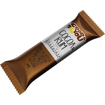 Good4You Bezlepková tyčinka s příchutí kakaa a rumu s čokoládou z kokosového mléka s erytritolem a stévií (25g)