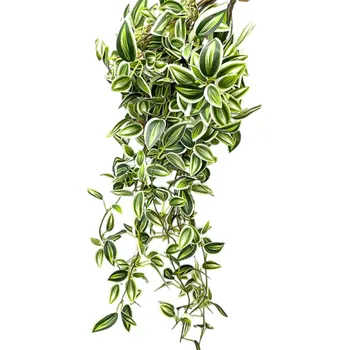 umělá květina Umělá převislá tradeskancie 75 cm Liánovitá dekorativní rostlina s realistickými listy Bytová dekorace do květináče i závěsu bílá