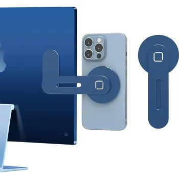 Modrý magnetický držák telefonu k notebooku 5,6 x 12,7 cm Tenký skládací držák mobilu k monitoru PC