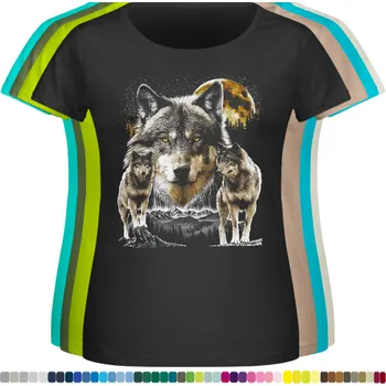 Dámské tričko levne-damske-bavlnene-tricko-potisk-kraj-vlku Barva: Black -černá, velikost: 6XL