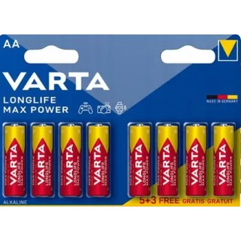 Článková baterie Varta Varta Longlife Max Power, alkalické baterie, AA, 8 ks