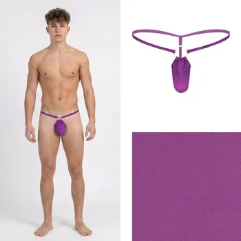 Pánské spodní prádlo Váčková tanga fialová s kroužkem Velikost: XL Anatomická; Erotická