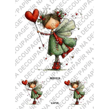 Umělecký papír Rýžový a soft papír na decoupage - Valentýnky - KB4726 Materiál: Soft, Rozměr: A4