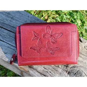 Peněženka Dámská Peněženka - Červená "Motýli" - 8170 - Dárek pro ženu