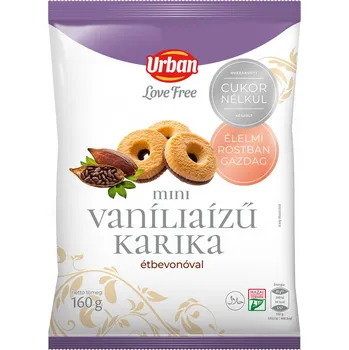 Urbán Vanilkové mini kolečka polomáčené v hořké čokoládě bez cukru se sladidlem (160g)