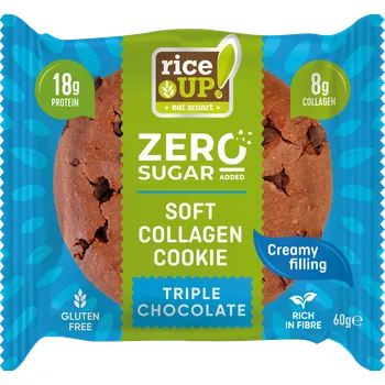 Rice Up Bezlepková kolagenová sušenka bez přidaného cukru - trojitá čokoláda (60g)