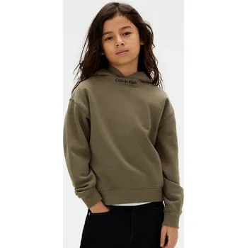 Chlapecká mikina Dětská bavlněná mikina Calvin Klein Jeans IB0IB02525.9BYA zelená 87X, vel. 140