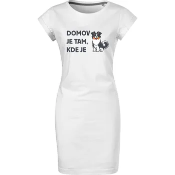 Dámské šaty Bavlněné letní šaty Domov pes Velikost: S, Barva: Bílá