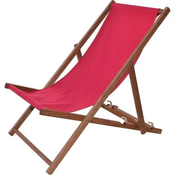 Zahradní lehátko Zahradní lehátko / křeslo polohovací, látka + masivní dřevo, červené