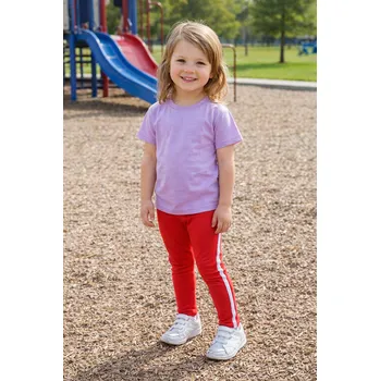 Dívčí legíny Dívčí legíny WENDEE červené s lampasem Červená, Velikost: 104 104