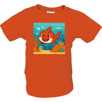 Pánské tričko Tričko s potiskem Žralok oranžová baby shark dětské