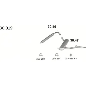 Střední díl výfuku Výfuk - střední tlumič - díl výfuku (30.019)