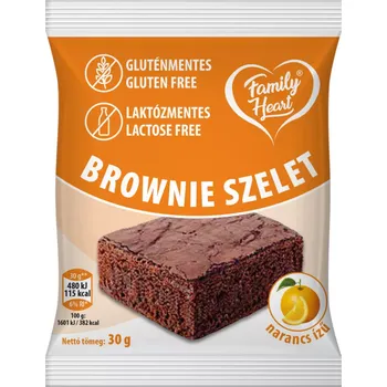 Family Heart Bezlepkový a bezlaktózový Brownie řez kakaový s pomerančovou příchutí (30g)