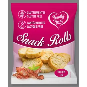 Family Heart Snack Rolls Bezlepkové a bezlaktózové opečené, ochucené suchary - slaninová příchuť (40g)