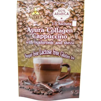 Instantní nápoj Ayura Instantní kolagenové cappuccino s kyselinou hyaluronovou a stévií (15ks)
