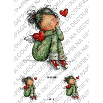 Výtvarný papír Rýžový a soft papír na decoupage - Valentýnky - KB4725 Materiál: Soft, Rozměr: A4