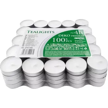 Svíčka Čajové svíčky bílé – hoření 4 hod. – balení 100 ks