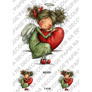 Umělecký papír Rýžový a soft papír na decoupage - Valentýnky - KB4724 Materiál: Soft, Rozměr: A4