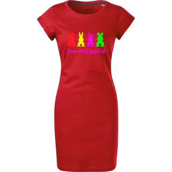 Dámské šaty Bavlněné letní šaty Jsem tvůj zajíček Velikost: XL, Barva: Červená