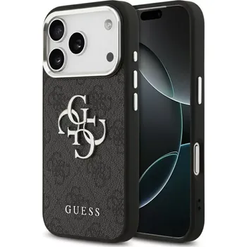 Pouzdro na mobilní telefon Pouzdro GUESS pro IPHONE 17 Pro GUHCP17LP4G4SMCK (4G PU kožené pouzdro s velkým 4G a klasickým logem a stříbrným kovovým rámečkem fotoaparátu) černé