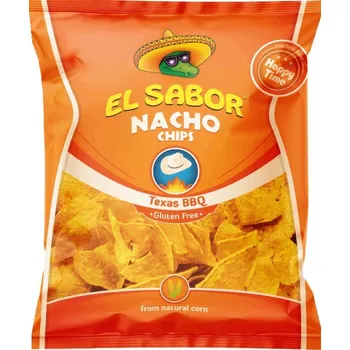 Chips El Sabor Bezlepkový Nachos chips s příchutí BBQ (225g)