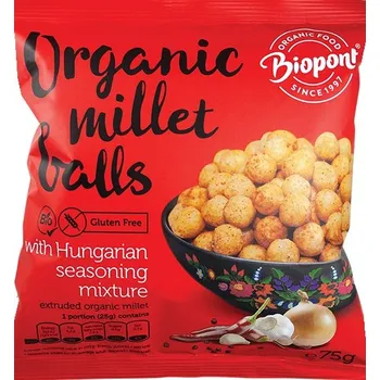 Chips Biopont Bio Extrudované Proso kuličky Maďarské koření (75g)