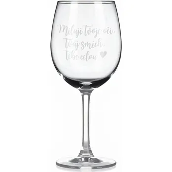 Sklenice Sklenice na víno s gravírovaným textem - Miluji tvoje oči, tvůj smích, tebe celou ♥