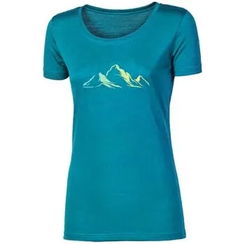 Dámské oblečení PROGRESS VINKA dámské triko 100% merino vlna krátký rukáv zelený melír M