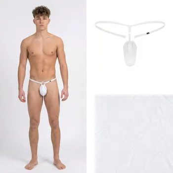 Pánské tanga Váčková tanga bílá s kroužkem Velikost: M Anatomická; Erotická