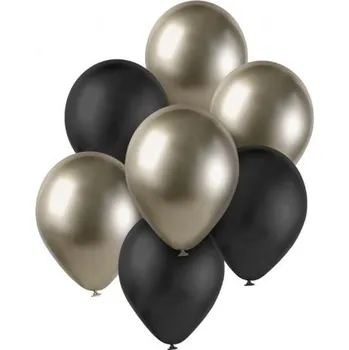 Balónek Sada latexových balónků - chromovaná prosecco,černá 7 ks - 30 cm