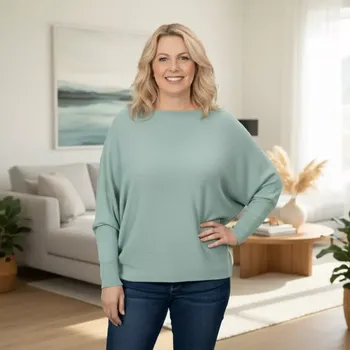 Dámský svetr Dámský tyrkysový svetr Megy s netopýřím rukávem