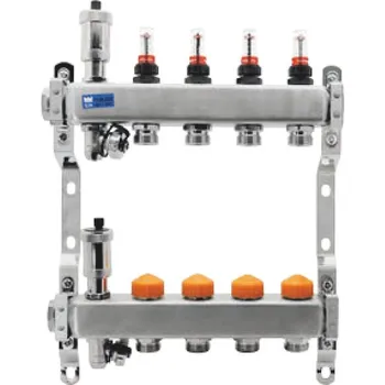 Stavebniny Novaservis Nerezový rozdělovač F-PRO s automatickou regulací průtoku 9 okruhů FPR-RZPU09AB