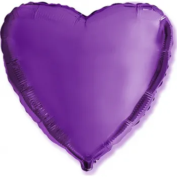 Balónek Flexmetal Balón foliový 45 cm Srdce fialové - Valentýn / Svatba