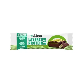 Abso Layered Vegan Bezlepková proteínová tyčinka - pistácie a čokoláda (50g)