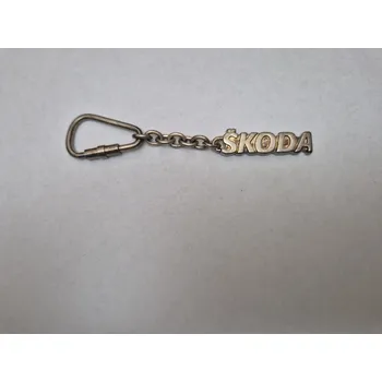 Originál Škoda dobový přívěšek na klíče, klíčenka celokovová Škoda