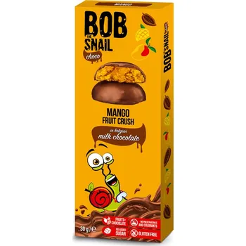 Cukrovinka Bob Snail Choco Ovocná pochoutka v čokoládě bez přidaného cukru - mango (30g)