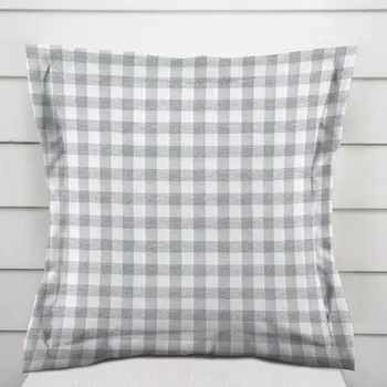 Povlak na polštářek Dekorační povlak na polštář s lemem Rebeka RE-019 Šedo-bílá kostka střední 30 x 50 cm