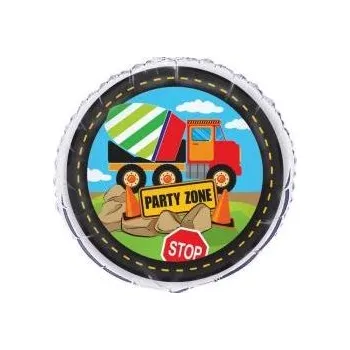 Unique Foliový balonek kulatý Auto - domíchávač - stavba - staveniště - 45 cm