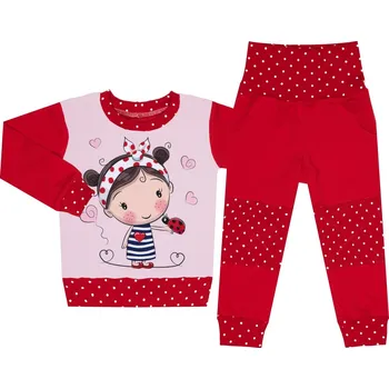 Tepláková souprava - Puntík červená - Holčička s beruškou (bez kapuce) Velikost: 98