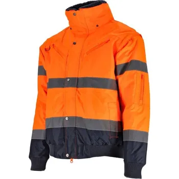 pracovní bunda Zateplená bunda výstražná BOMBER 3v1 3XL oranžová STALCO S090700014